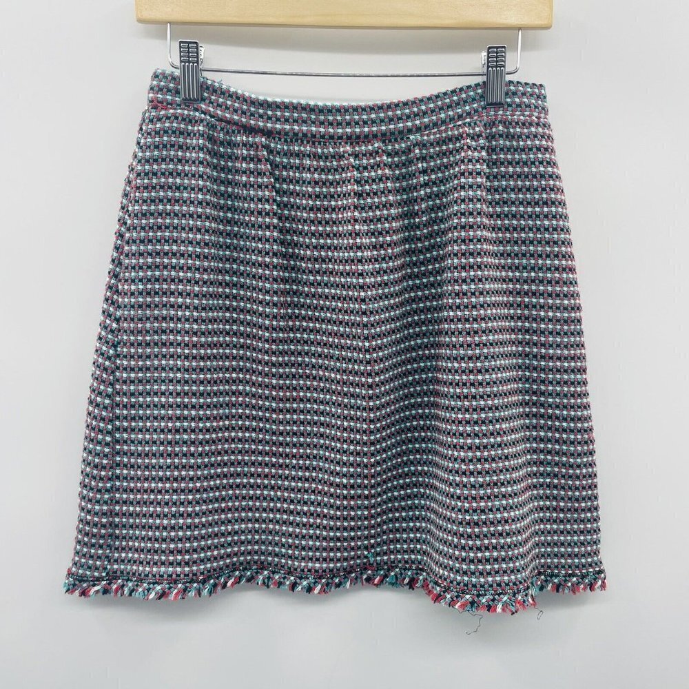 PINKO TAG Womens Size 6 US Multi Color Tweed A Line Skirt with Fringe 2245
